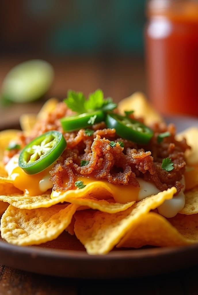 Tortillas nachos jalapeños oignon frit 