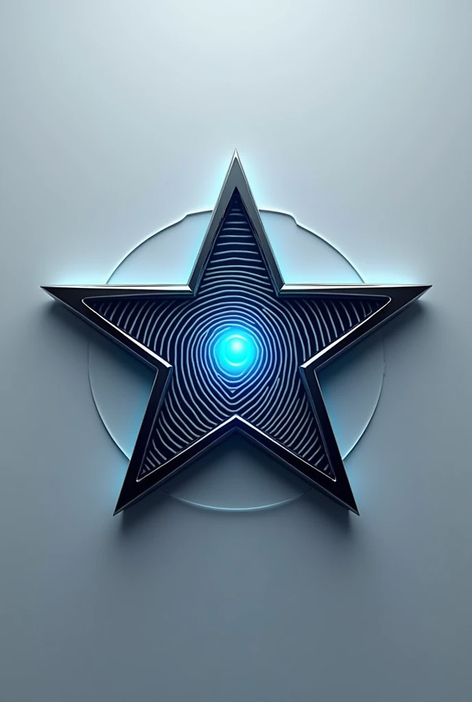 5-pointed star logo with pronounced fingerprint background, but without the relief of the star and in the center a cool security camera lens