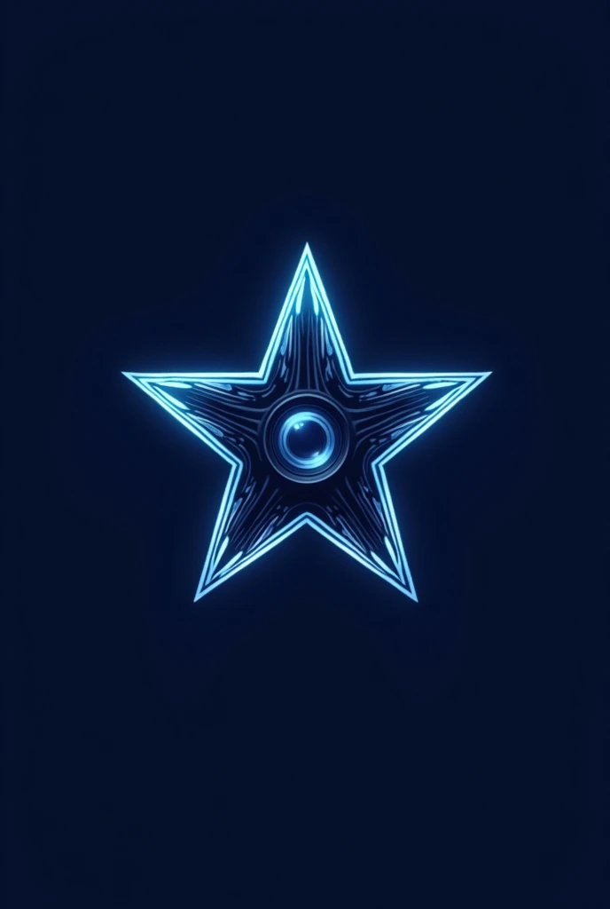 logo of a 5-pointed star with a camera lens in the middle, The color of the star is the thick lines of a fingerprint, The logo is navy blue