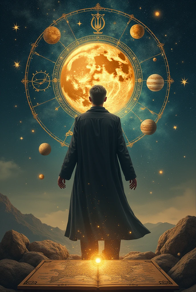 Genere une image montrant l'astrologie comme outils de réussite et écrire sur l'image "astrologie outils de réussite"