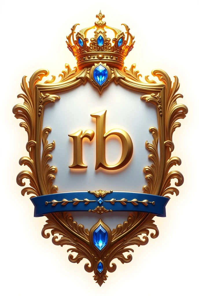 Forme : Écusson en forme de bouclier avec une bordure épaisse en or pour une apparence élégante et définie.
• Couleurs :
• Fond principal de l’écusson en blanc pour garder la luminosité et la clarté.
• Détails en or pour les éléments royaux et ornementaux.
• Lettres “RB” en bleu marine pour un contraste marqué avec le fond blanc.
• Éléments :
• Couronne dorée au sommet du bouclier, avec des détails en bleu marine pour les gemmes ou les décorations, créant un effet lumineux et royal.
• Lettres “RB” entrelacées en bleu marine, au centre de l’écusson, sur un fond blanc pour une visibilité maximale.
• Ornements floraux ou de lauriers en or, entourant les lettres “RB”, avec des accents en bleu marine pour ajouter de la profondeur et de la sophistication.
• Motif en bande ou en ruban en or et bleu marine sous les lettres, liant visuellement la couronne aux lettres et ajoutant une touche supplémentaire de luxe.