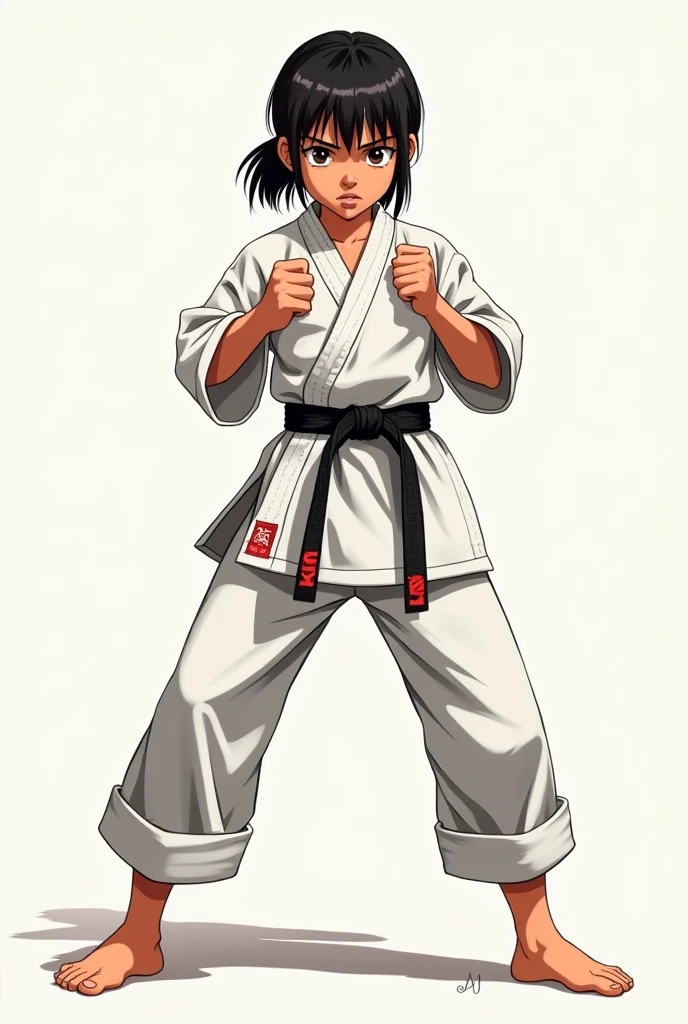 Girl in manga karate suit