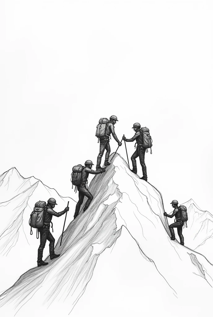 Pencil sketch、Mountaineering、Line art、Monochrome、An illustration、icon、men and women