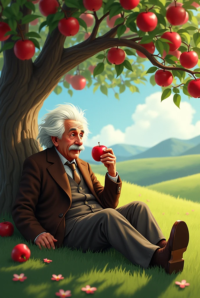 Albert einstein eat apple under the apple tree