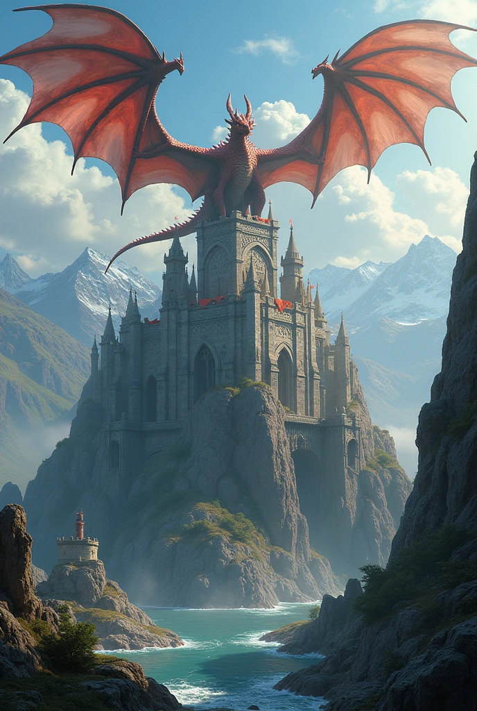 A castle with dragons