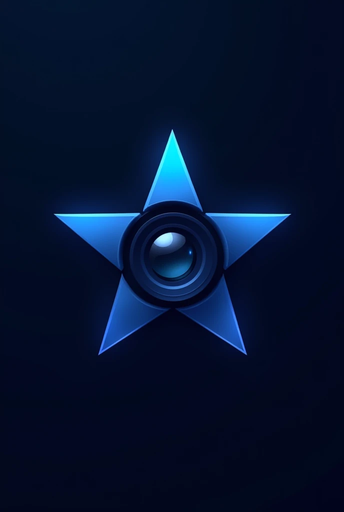 logo of a 5-pointed star with a camera lens in the middle, the color of the star is a biometric, The logo is navy blue