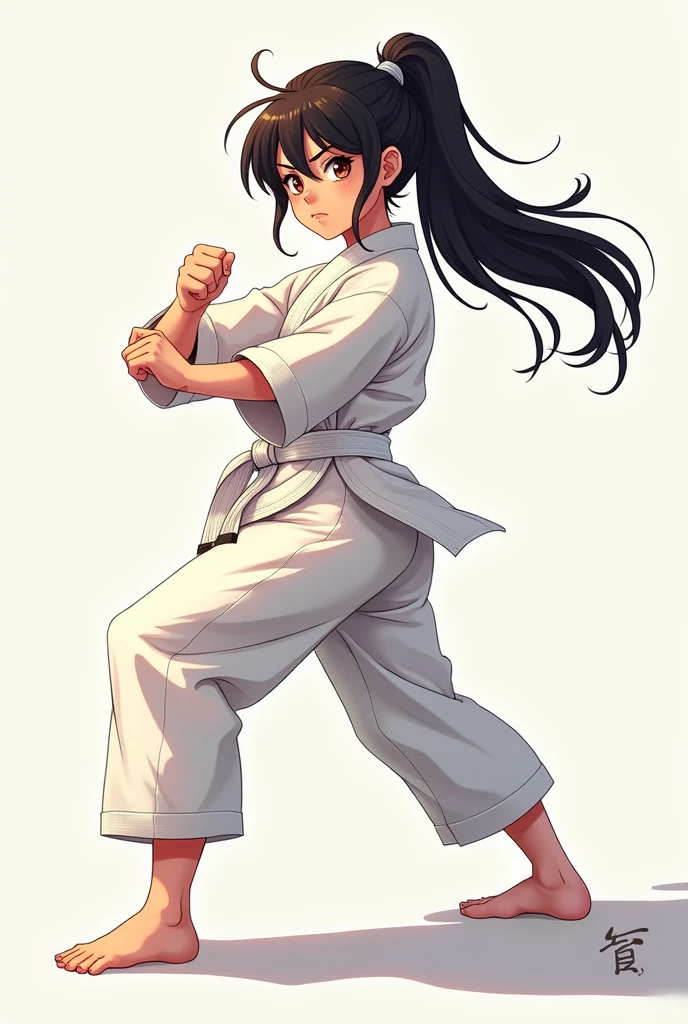 Girl in anime karate outfit