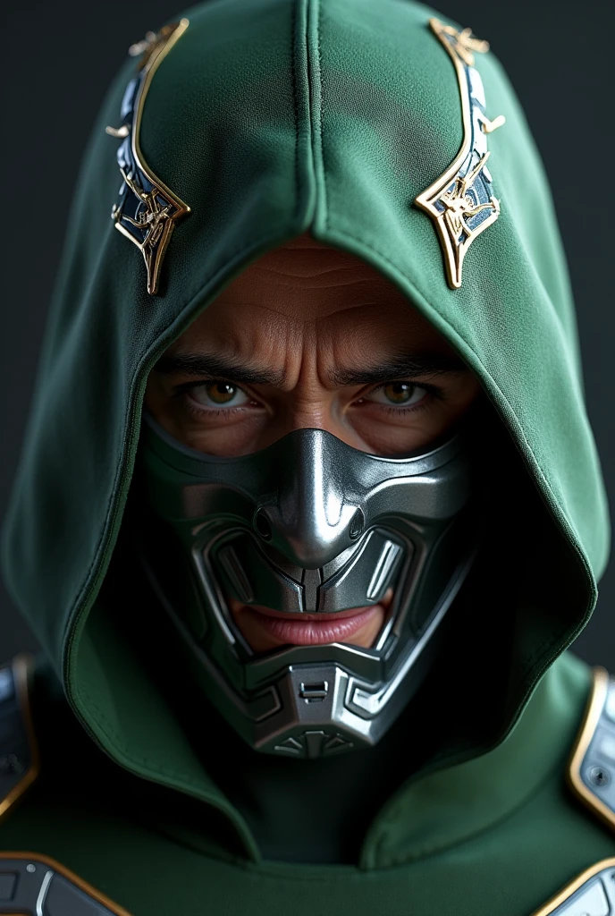 RDJ( Robert Downey Jr)being Dr doom ' "Avengers doomsday" logo on the top Super realistic RDJ,