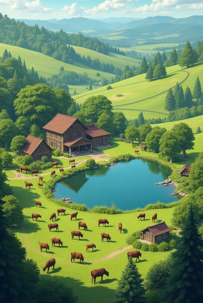 Fassa has a huge farm with many Nelore cows and a large lake, also with a main house