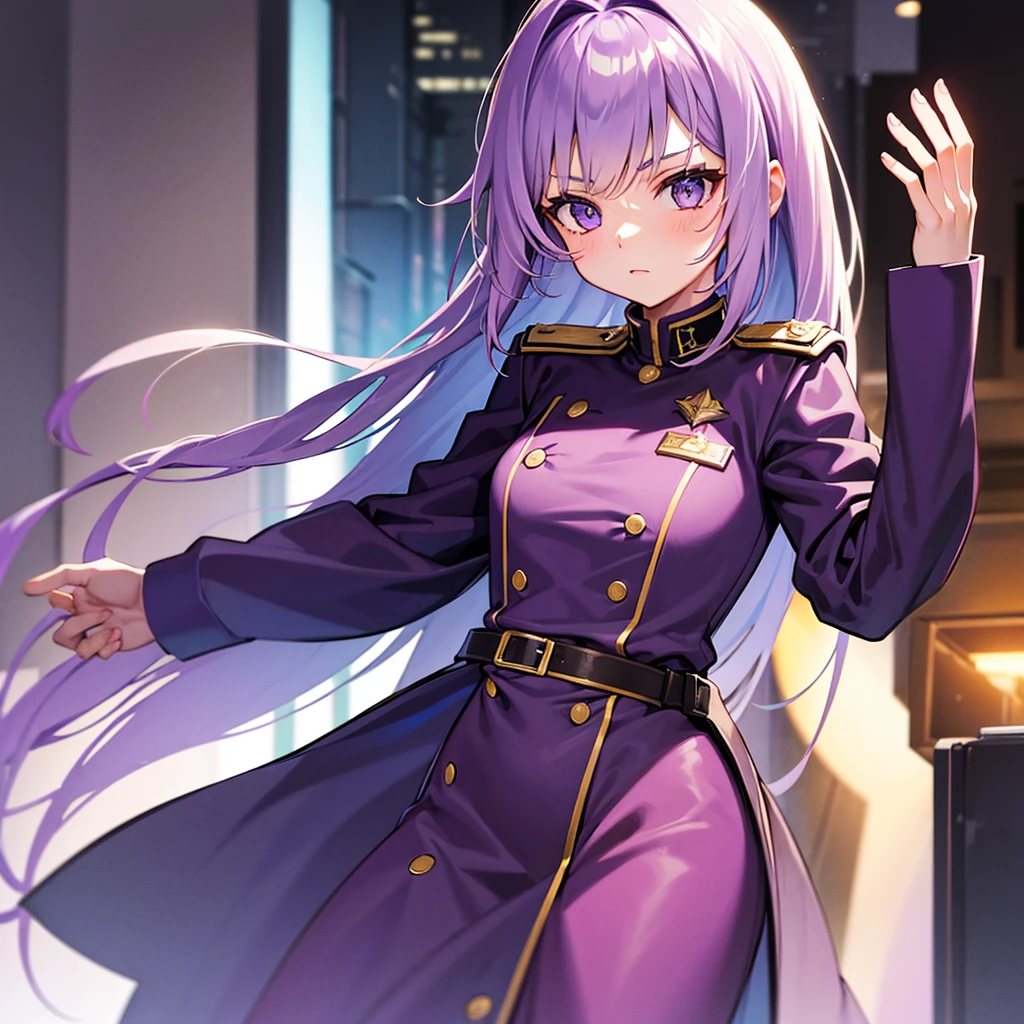 girl in purple military uniform