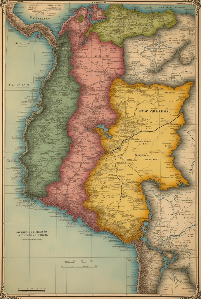 Make me a map of how New Granada was organized territorially