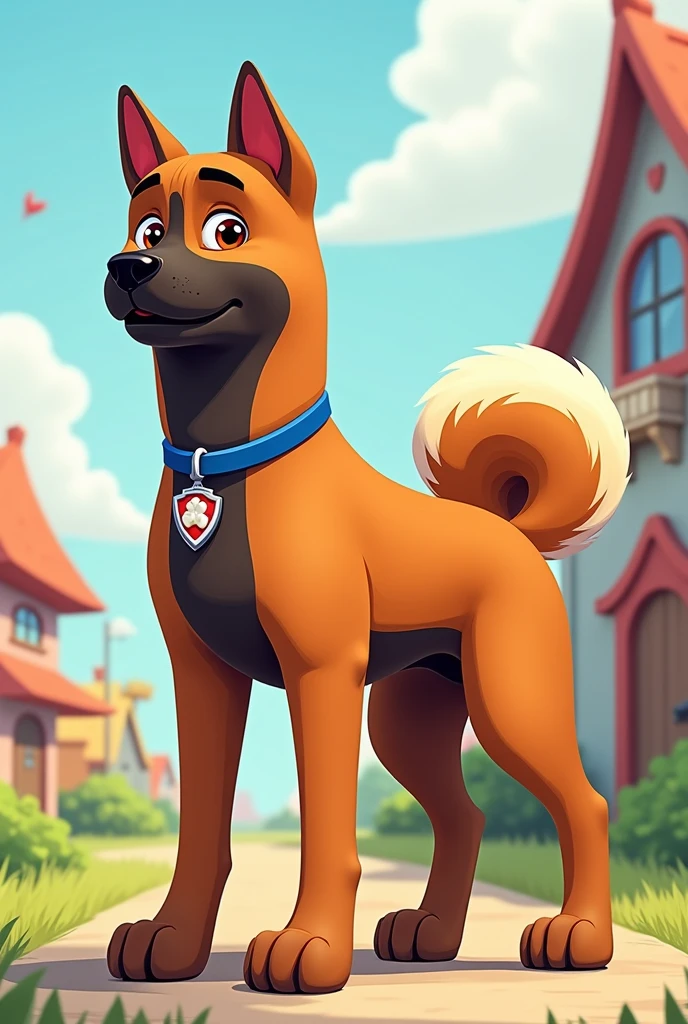 American Akita, brindle, paw patrol style, full body