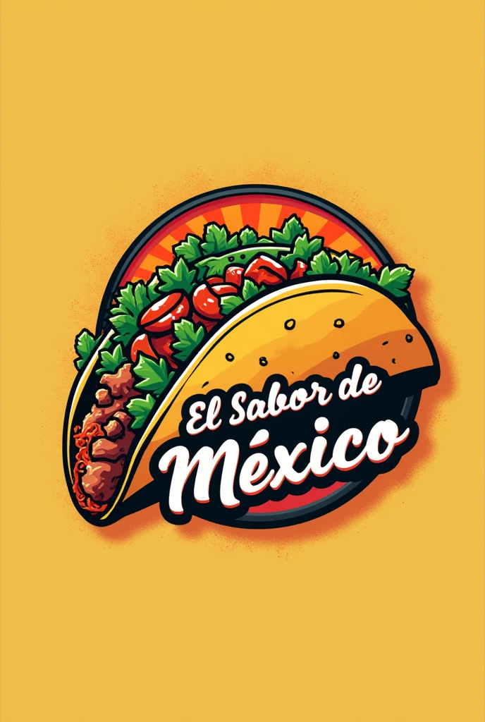 Asme an image for a taco logo with the name the flavor of Mexico in Spanish 