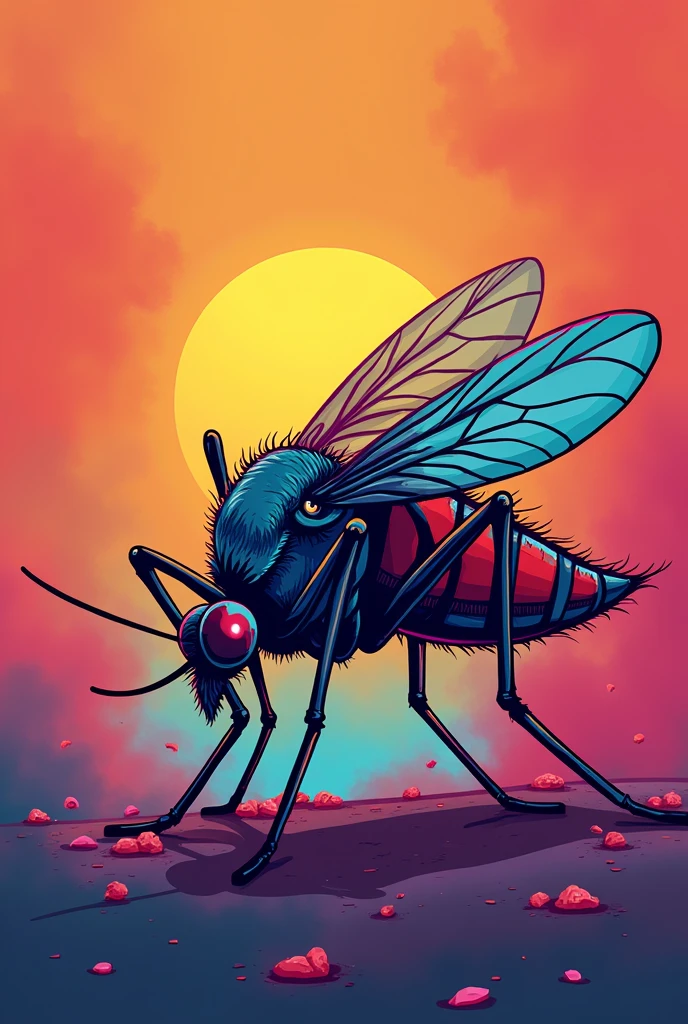 Logo of an Instagram account of a project called “menosquito” that is in charge of eliminating mosquitoes with bright colors (Just say the name of the project and an image”. That the mosquito is not so cute but not so ugly either, make it realistic