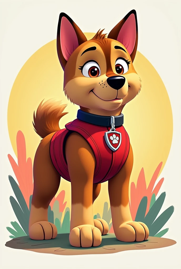 American Akita, brindle, paw patrol style, full body