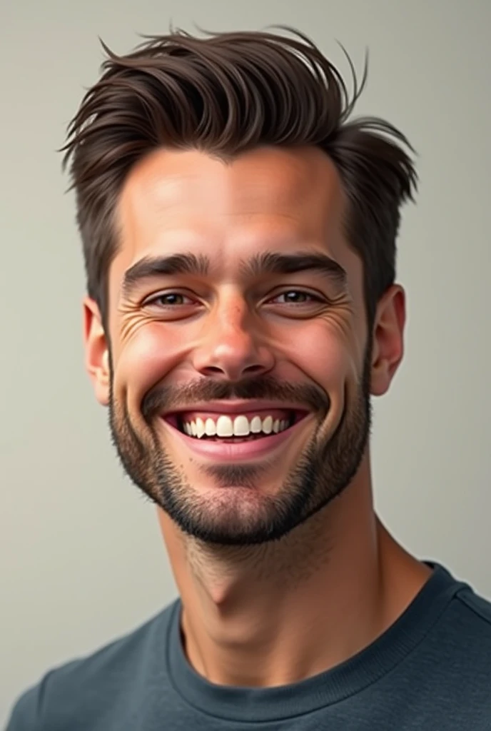 Create a portrait of a smiling man's face