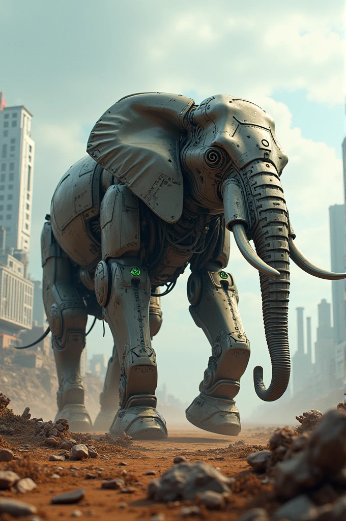 Robotic cyberpunk Horizon Forbidden West style elephant 