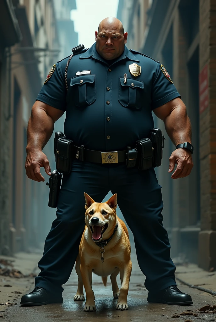 Big policeman with board : fuck you Fido!
