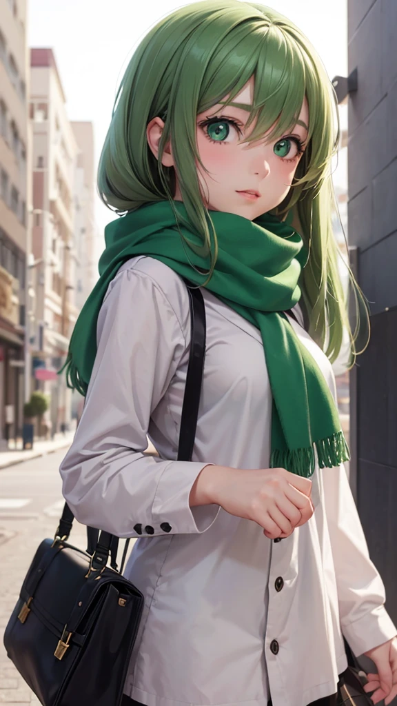 a drawing of a girl with green eyes and a scarf, realistic anime art style, cute anime girl portraits, anime style portrait, attractive anime girl, detailed portrait of anime girl, anime portrait , realistic anime art style, cute anime portrait, young realistic anime, cute anime girl portrait, Retrato anime kawaii, portrait of a beautiful anime girl