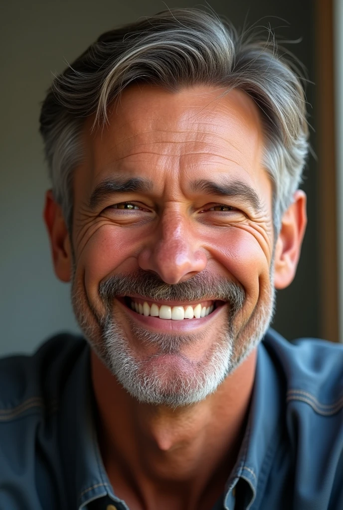 Create a realistic portrait of a smiling man&#39;s face
