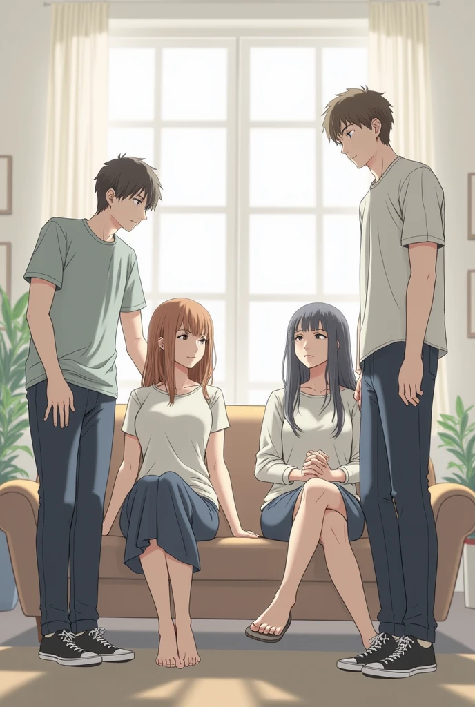 2 people sit 2 people stand up