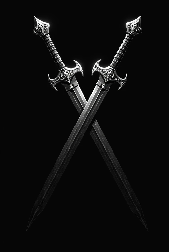 Draw two crossed daggers in black and white