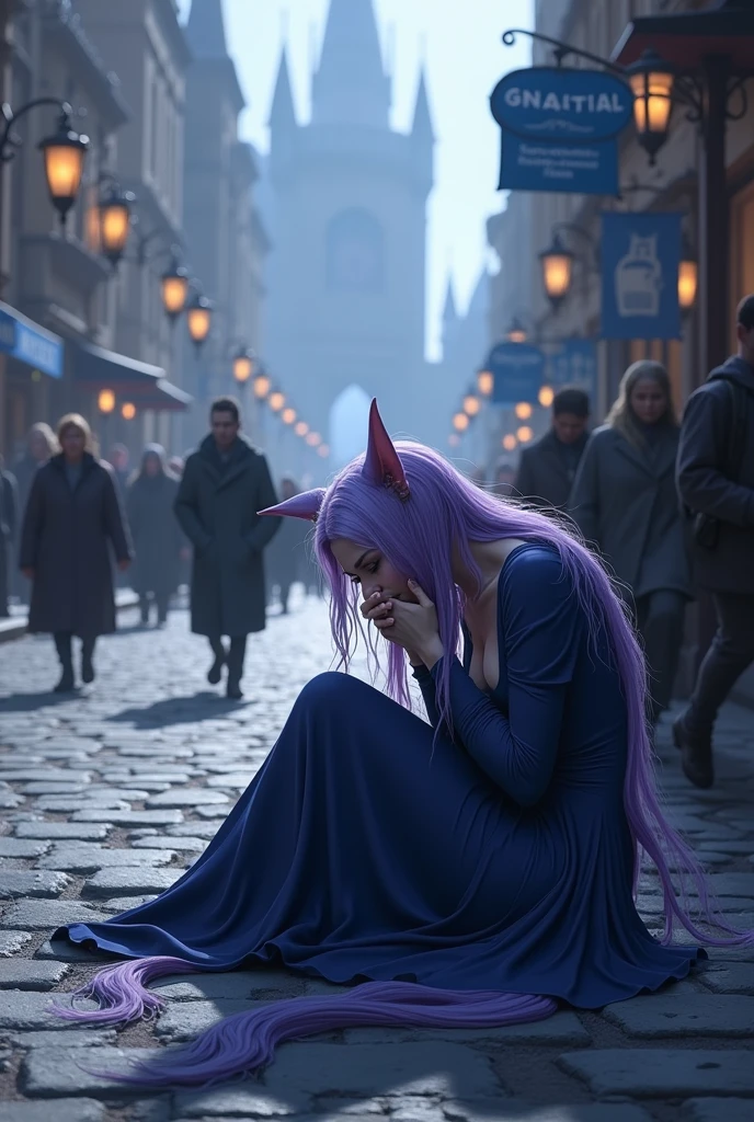 World Of Warcraft night elf crying lying on the ground in stormwind