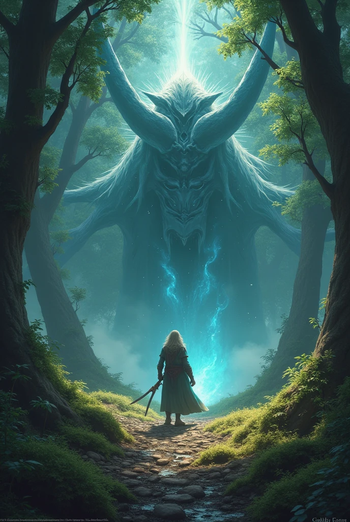 Before giving the final blow, Leo heard a soft voice in his mind. It was the Guardian himself, that told him he was not the real enemy, but rather a protector of the forest, created to test those who dared approach the Heart of Fire