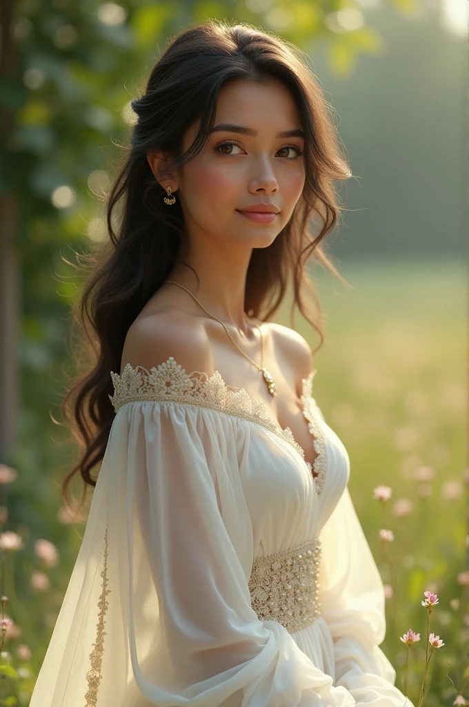 Beautiful Indian girl wearing nice white dress 