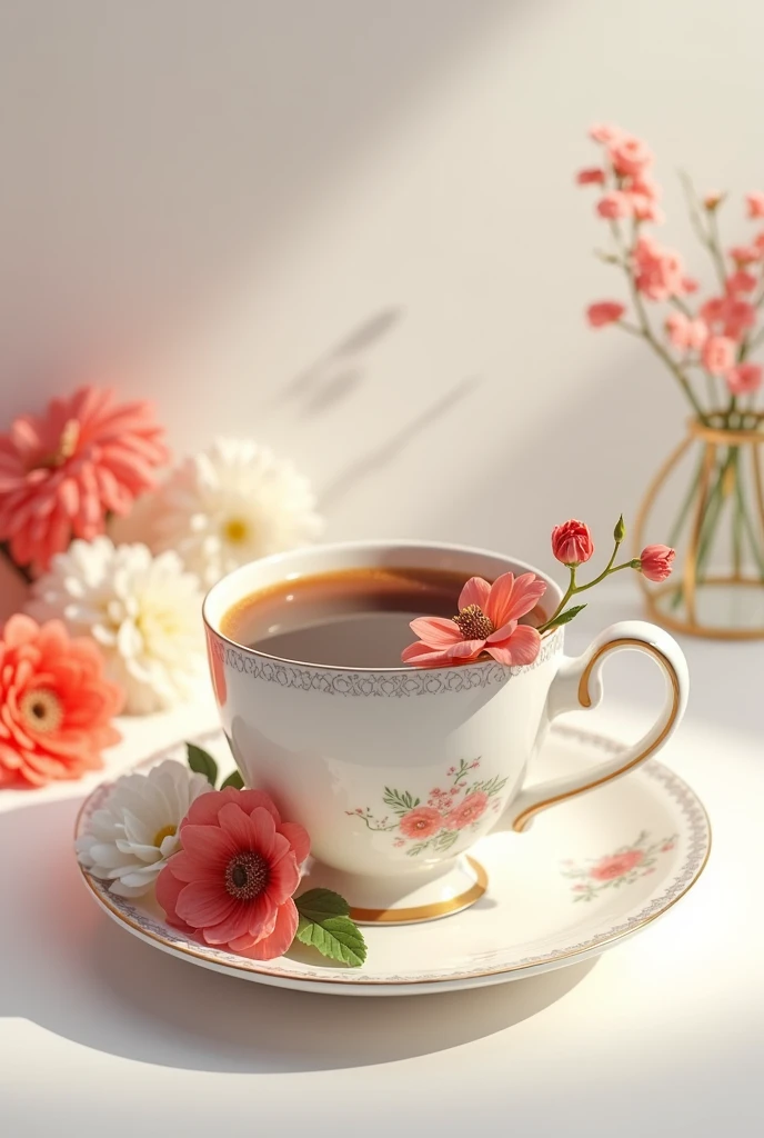 Coffee cup with flowers