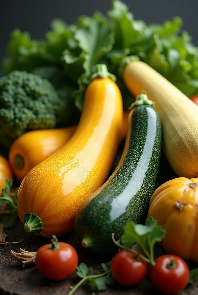 Realistic marrow veggies in background with more blank space in middle