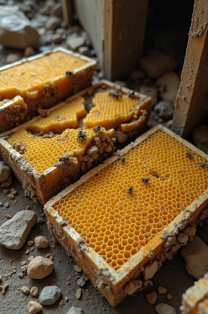 Honey comb that have been used and have been thrown away