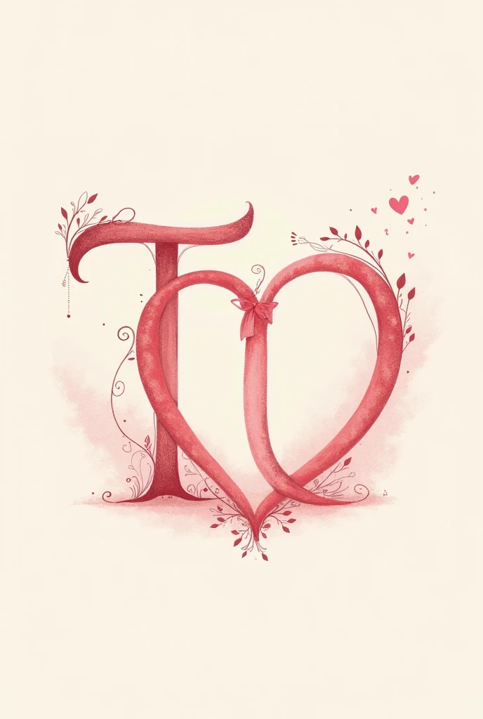 Make a pic of Letter T+U with heart