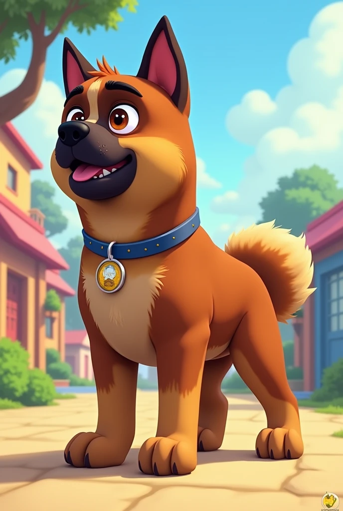American Akita, brindle, paw patrol style, full body