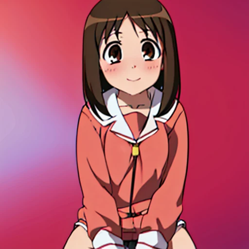 ((One person,)) ayumu kasuga, Brown Hair, Brown eyes, smile, Open your mouth, Very detailed，high quality，Ahegao，blush，Small breasts，((Showing off your crotch，))(((Futanari，Pegging，)))Lower Body，Spread your legs wide，Browsing Caution，sexy，