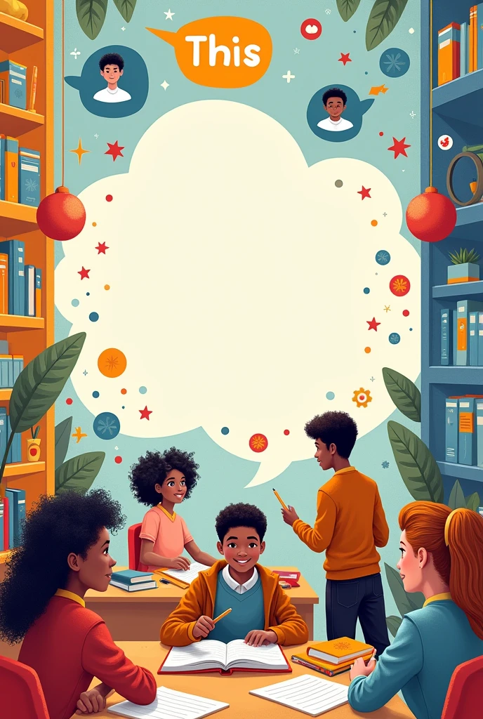 Create a school cover related to the subject language and communication in a notebook