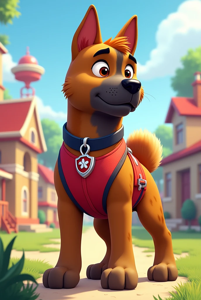 American Akita, brindle, paw patrol style, full body
