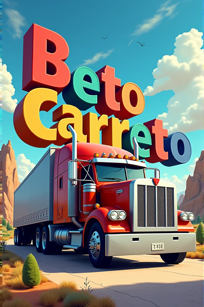 Create a POST for a trucking company called Beto Carreto and make an analogy to the Beto Carreto Word park create it in an image