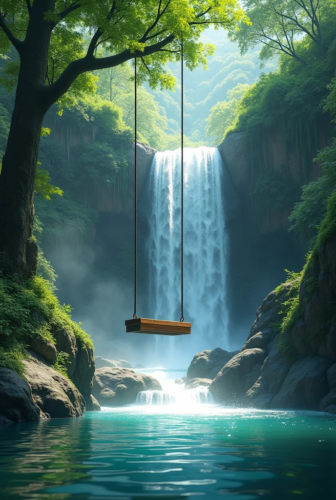 water fall with swing
