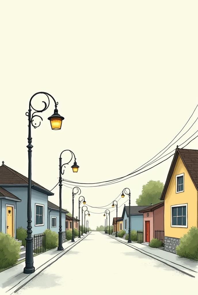 A street project for light post, just a normal street lights and make it like a drawing type just simple, make the houses small the the street lights fewer