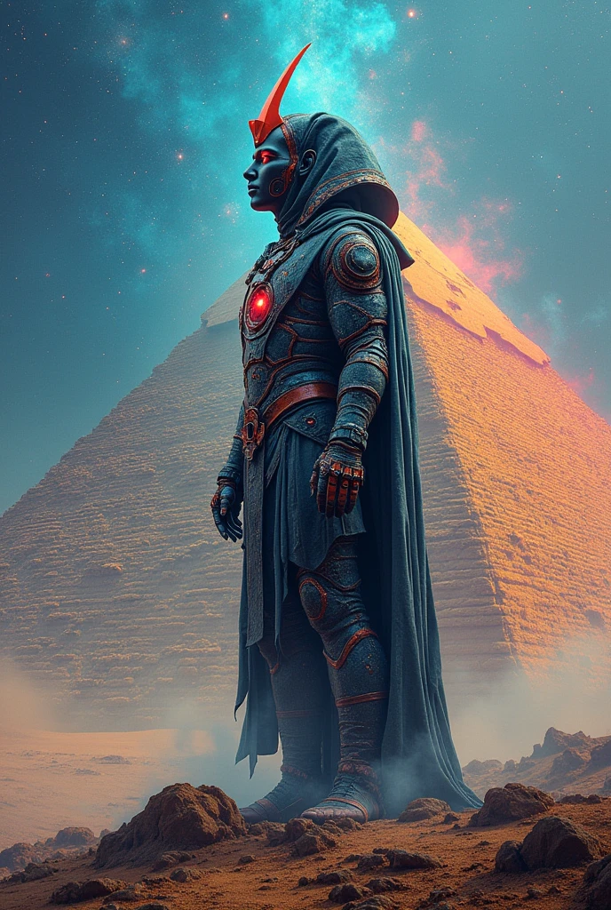 cyberpunk,futuristic egypt Pharao Ramses in biomechanical clothes,double exposure superimposed against astral pyramid skyline by Conrad Roset,Brandon Kidwell,Andreas Lie,Dan Mountford,Agnes Cecile,Jeremy Mann,oil and ink canvas,fine art,super dramatic light,photoillustration,amazing depth,hyperdetailed,iridescent soft neon light,intricate detailed,amazing depth,stunning misty atmosphere,mesmerizing whimsical vibrant scenery,maximalism,complex masterwork by head of prompt engineering,