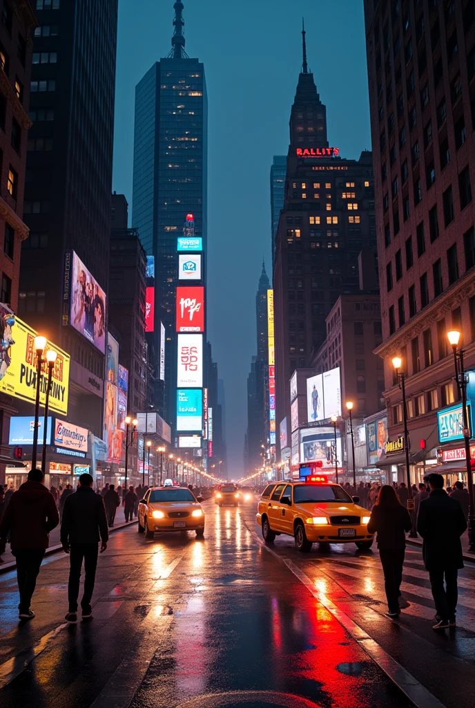 New York street with lights