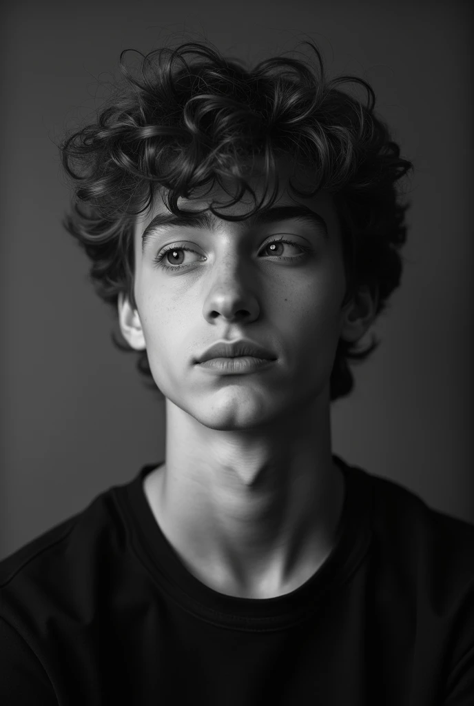 CREATE AN IMAGE OF A TEENAGE CHILD, FOR THE YEARBOOK PHOTOGRAPHY, in black and white
