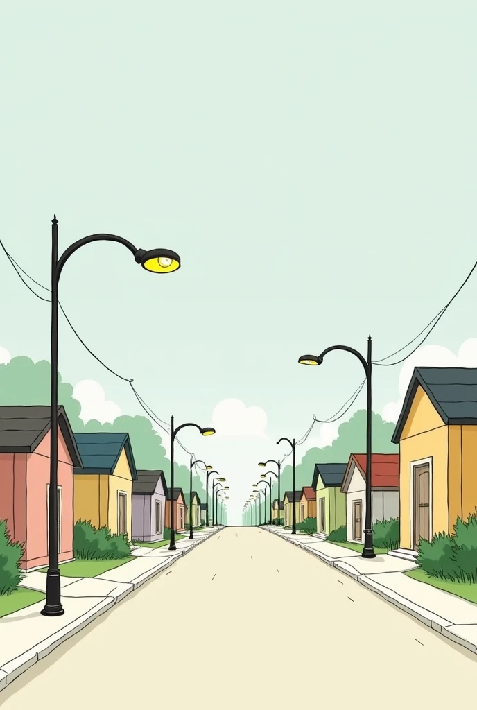 A street project for light post, just a normal street lights and make it like a drawing type just simple, make the houses small the the street lights only few