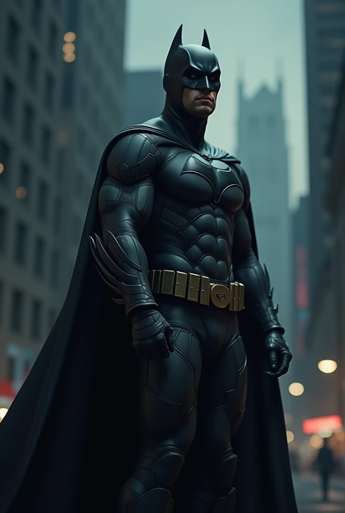 Messi as a batman wearing no mask.