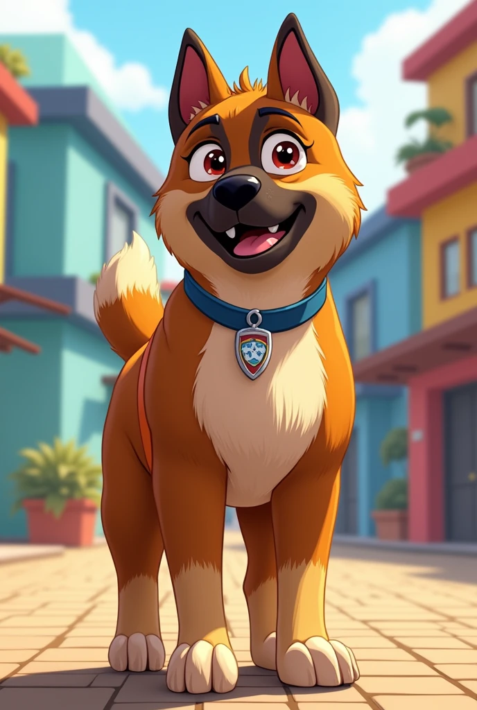 American Akita, brindle, paw patrol style, full body