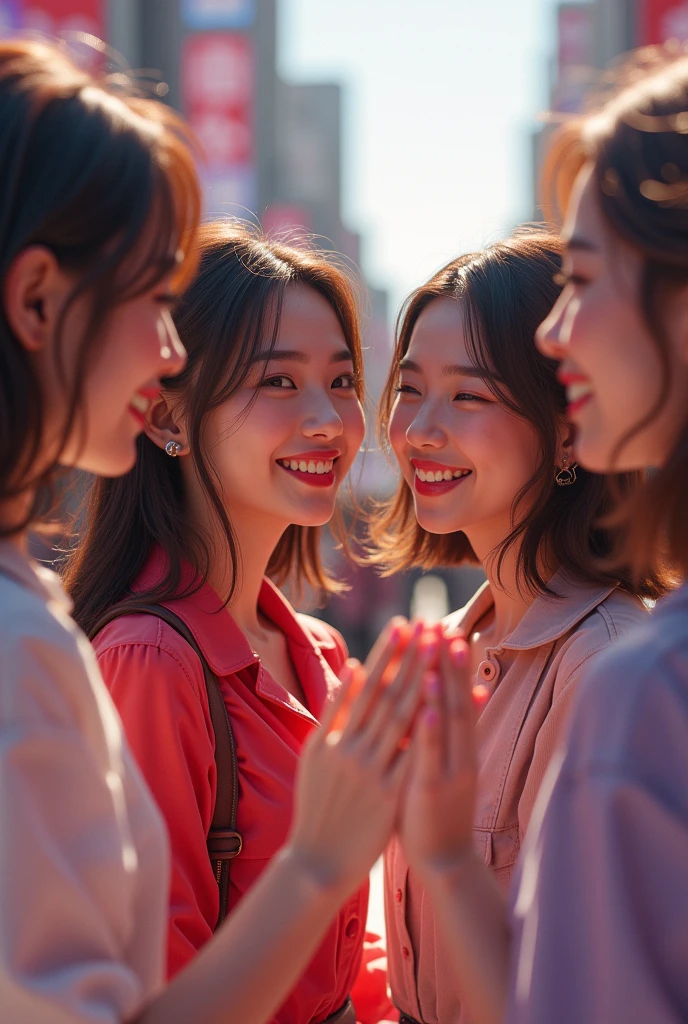 ((Highest quality)), ((masterpiece)), (detailed), ((Friends Group)) Four Girls, Song Yuuki, joy, Shuhua, Seulgi and Mingyu, K-POP: The closest thing to reality