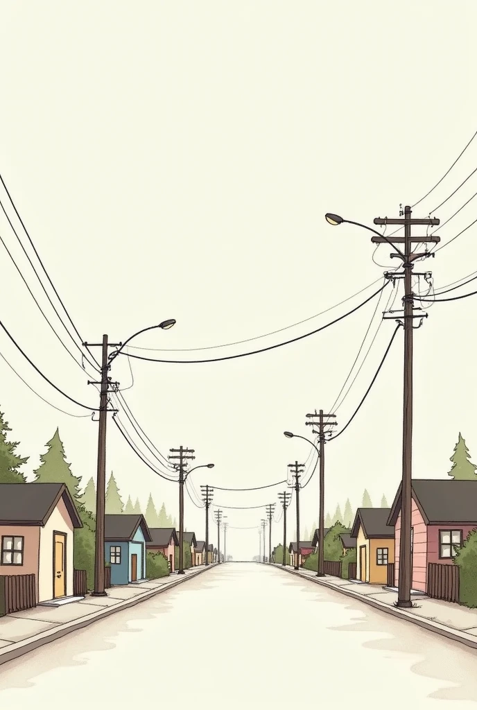 A street project for light post, just a normal street lights and make it like a drawing type just simple, make the houses small the the street lights only few, make it simple