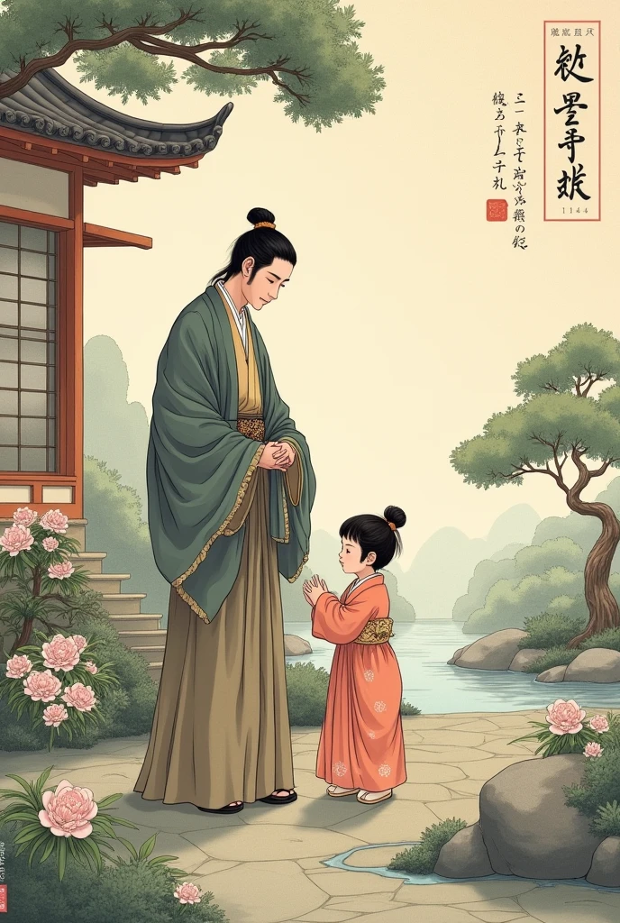 Make a Heian period image with father