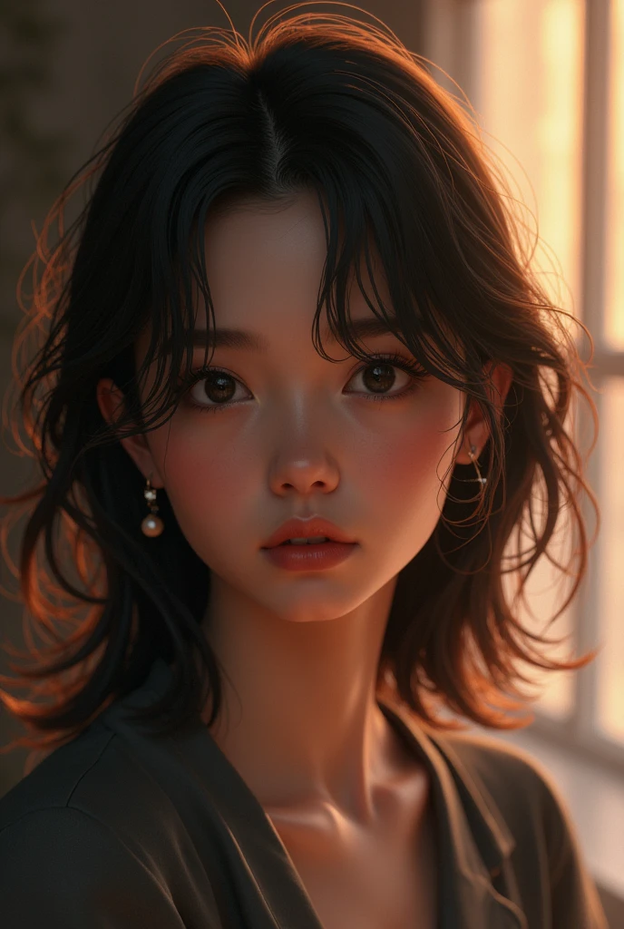 masterpiece, masterpiece, top quality, best quality, realistic, unity, 8k wallpaper, official art, very detailed CG unity 8k wallpaper, (realistic: 1.4), super detail, high resolution, super detail, amazing, fine detail , film lighting, (brown|black hair:1.4), medium hair, (reality skin:1.2), (light brown skin:1.2), beautiful details, eyes and face are very detailed, beautiful eye details, huge file size, Ultra detailed and beautiful, dark eyes, model shot style,